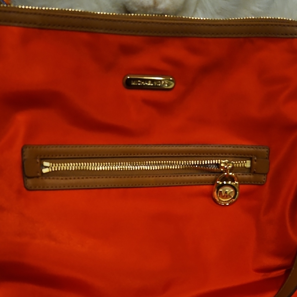 Michael Kors  Red Orange Tote Bag with Gold Hardware